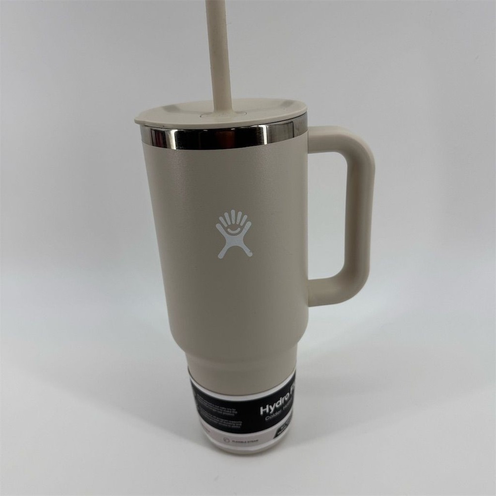 Hydro Flask 40 Oz Travel‎ Tumbler Beige Spill-Resistant with Straw